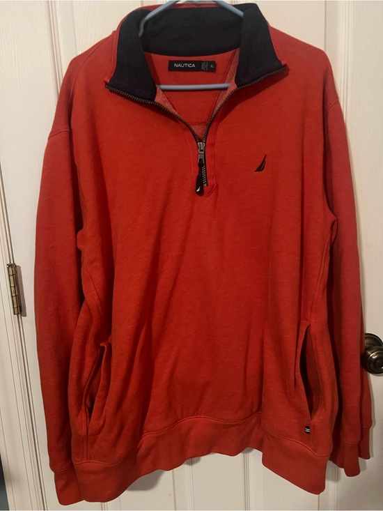 Nautica Other - Nautica Rust Orange Quarter-Zip Sweatshirt with Pockets XL
